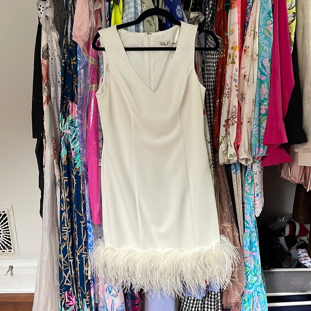 Eliza J Feather Cocktail Dress - FITS LIKE AN 8